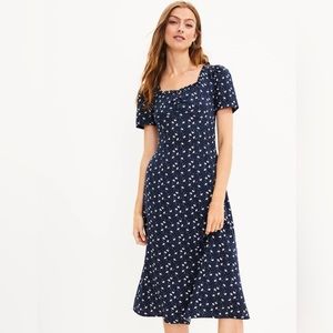 NWT Loft Cinched Floral Midi Dress